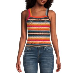 Faherty Tank‎ Top Crochet XS Striped Festival